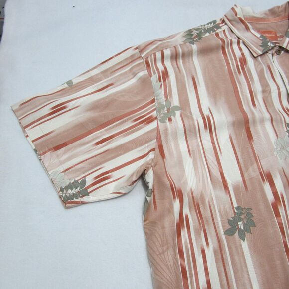 Tommy Bahama Hawaiian shirt Mens 2xl Coral Pink button up short sleeve 100% silk - Picture 7 of 12